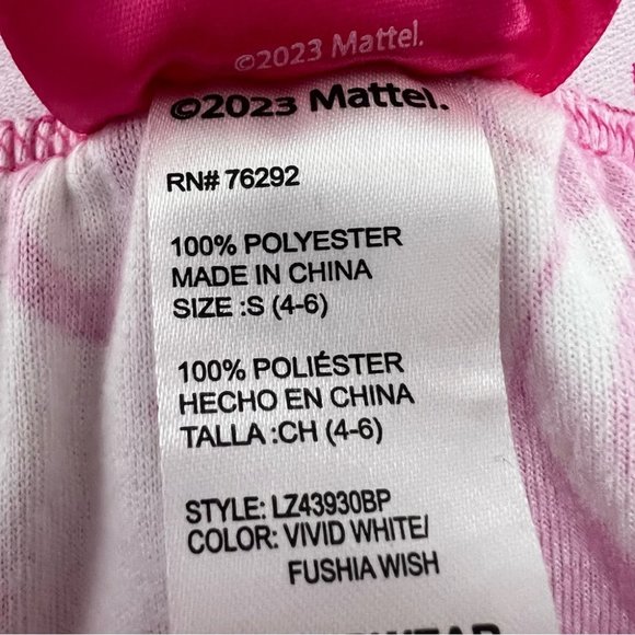 Barbie pants soft velour feel fabric cozy pink white half half one leg different - Picture 10 of 10